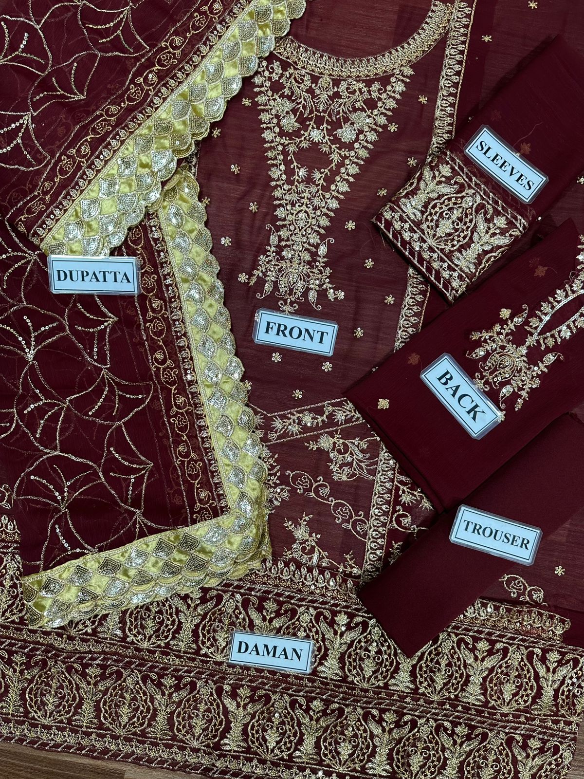 Asim Jofa Wedding Embroidered – Chiffon Suit with Sequence & Embroidery | Malai Trouser D-1071