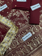 Asim Jofa Wedding Embroidered – Chiffon Suit with Sequence & Embroidery | Malai Trouser D-1071