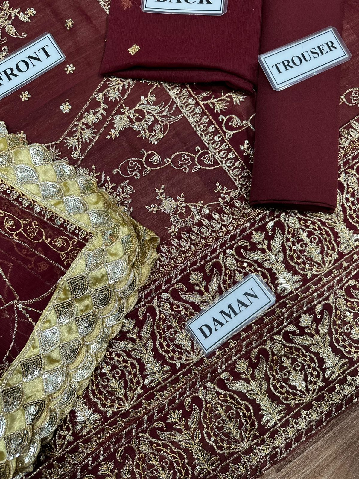 Asim Jofa Wedding Embroidered – Chiffon Suit with Sequence & Embroidery | Malai Trouser D-1071