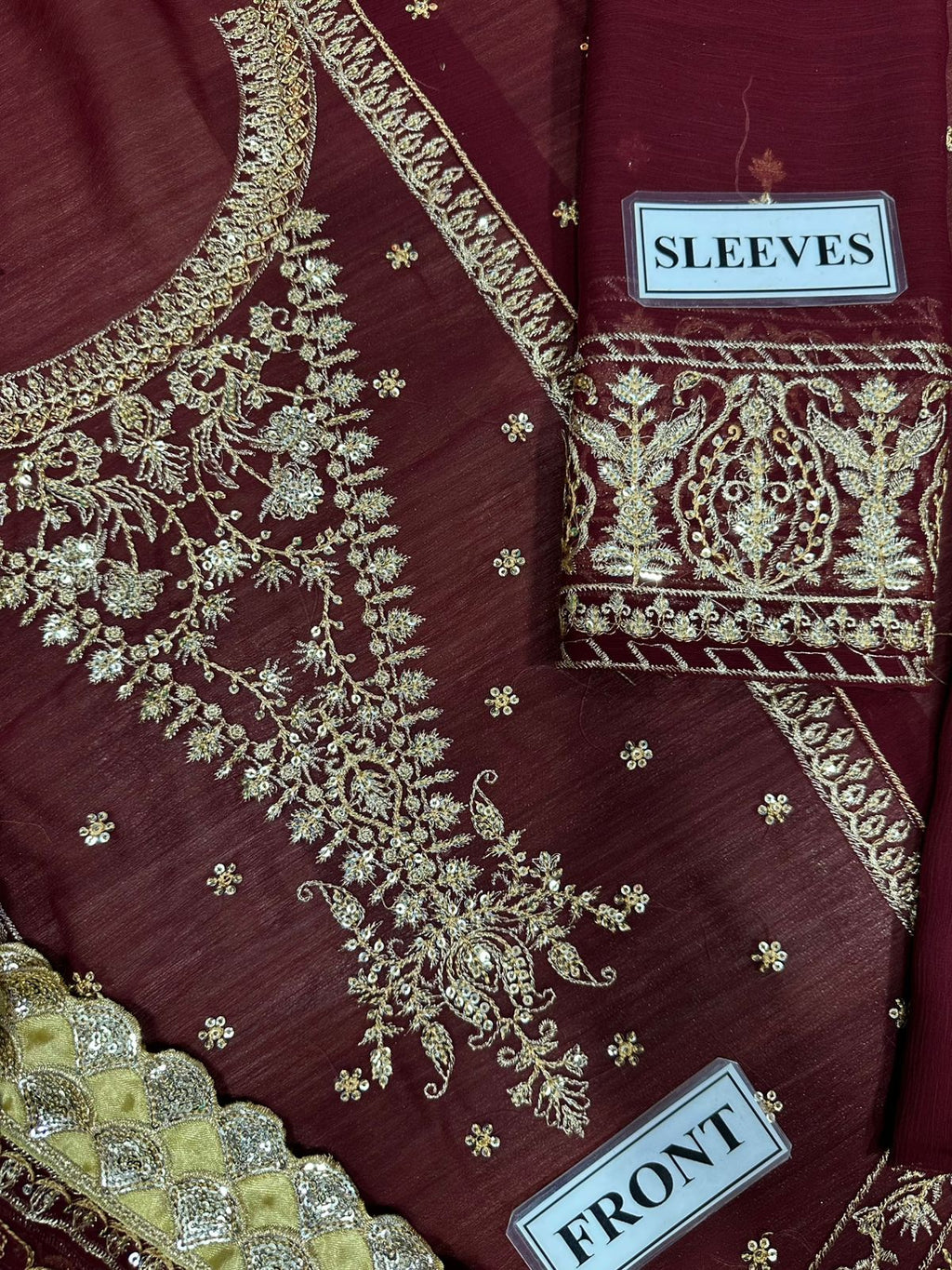 Asim Jofa Wedding Embroidered – Chiffon Suit with Sequence & Embroidery | Malai Trouser D-1071