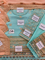 Xenia Chiffon Collection 2025-2026 – Fully Embroidered Chiffon Suit with Dupatta & Dyed Malai Trouser | Premium Quality D-1080