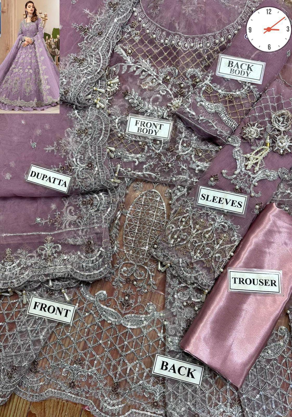 Maria.B Couture Wedding Maxi Collection– Fully Embroidered Net Maxi with Silk Trouser & Dupatta D-1083