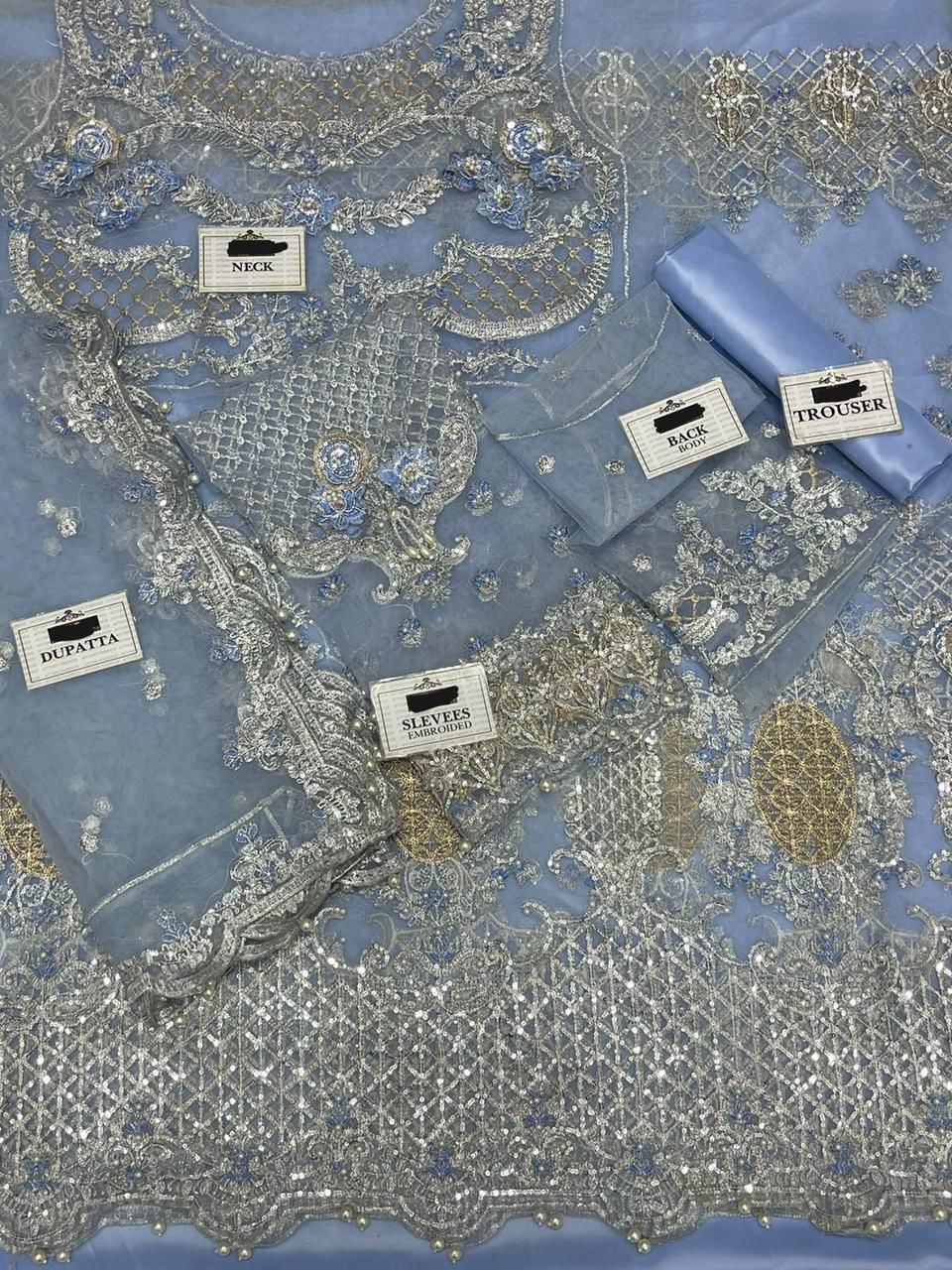 Maria.B Couture Wedding Maxi Collection– Fully Embroidered Net Maxi with Silk Trouser & Dupatta D-1084