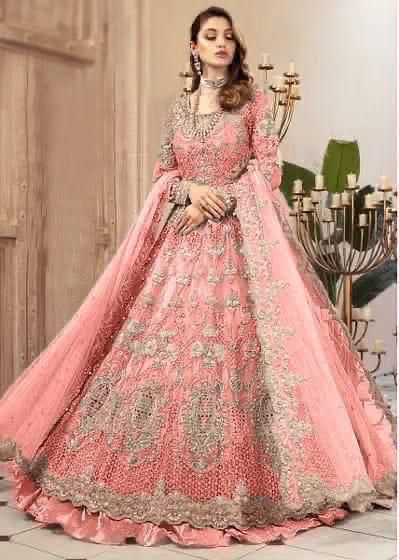 Maria.B Couture Wedding Maxi Collection– Fully Embroidered Net Maxi with Silk Trouser & Dupatta D-1085