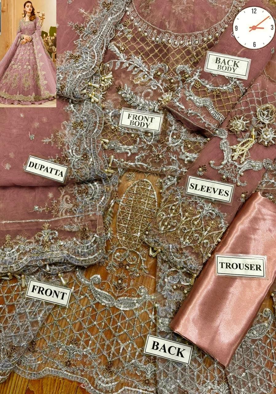 Maria.B Couture Wedding Maxi Collection– Fully Embroidered Net Maxi with Silk Trouser & Dupatta D-1085