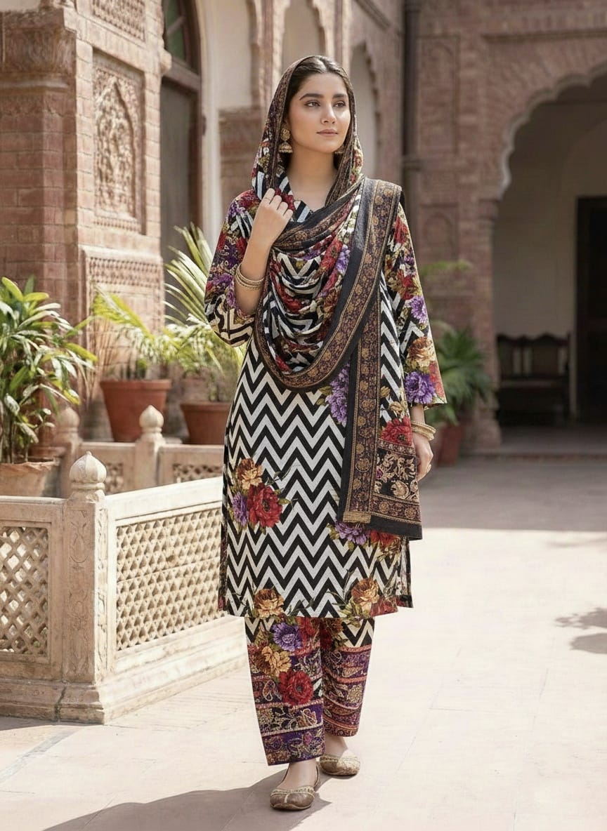 New Arrival Swiss Digital Printed 3-Piece Suit | Premium Swiss Lawn | Best Quality Collection D-1089