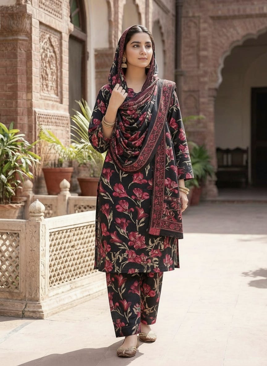 New Arrival Swiss Digital Printed 3-Piece Suit | Premium Swiss Lawn | Best Quality Collection D-1090