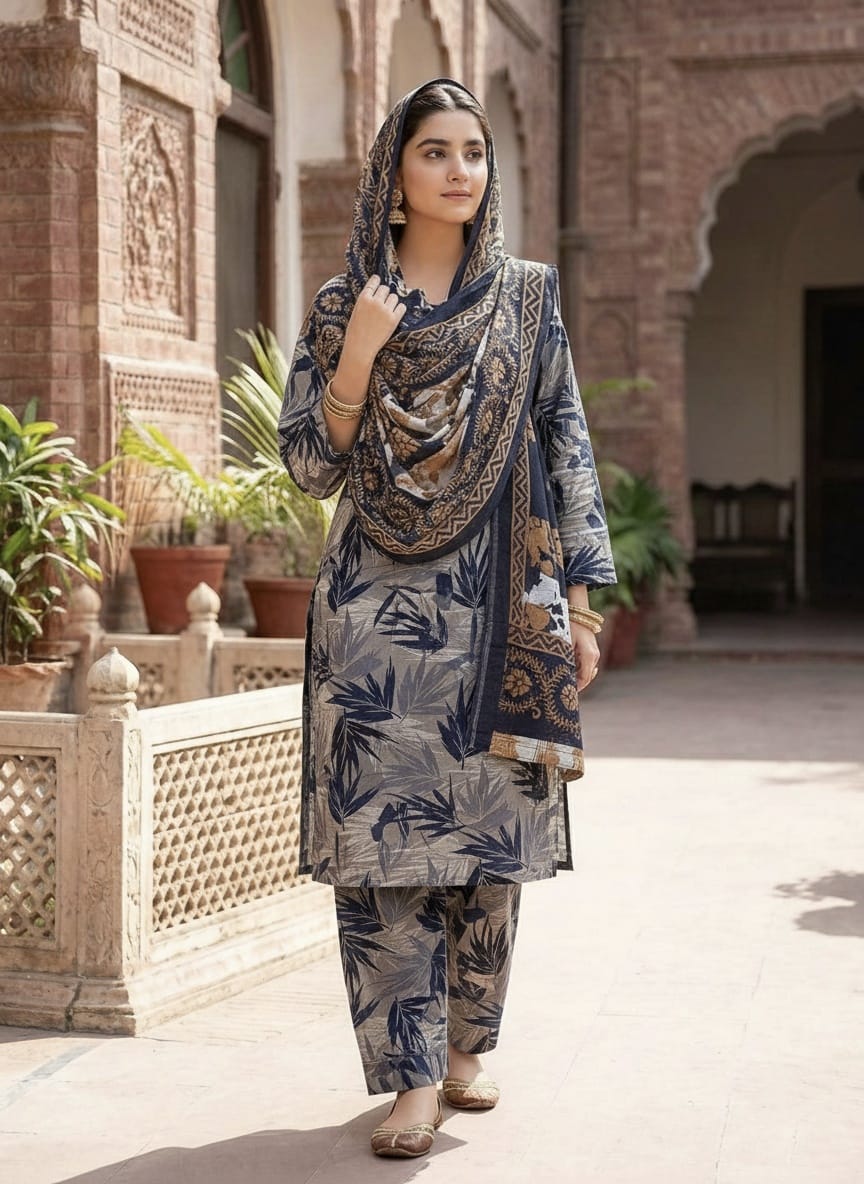 New Arrival Swiss Digital Printed 3-Piece Suit | Premium Swiss Lawn | Best Quality Collection D-1091