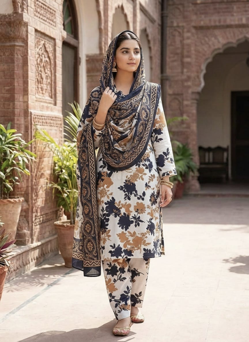 New Arrival Swiss Digital Printed 3-Piece Suit | Premium Swiss Lawn | Best Quality Collection D-1092