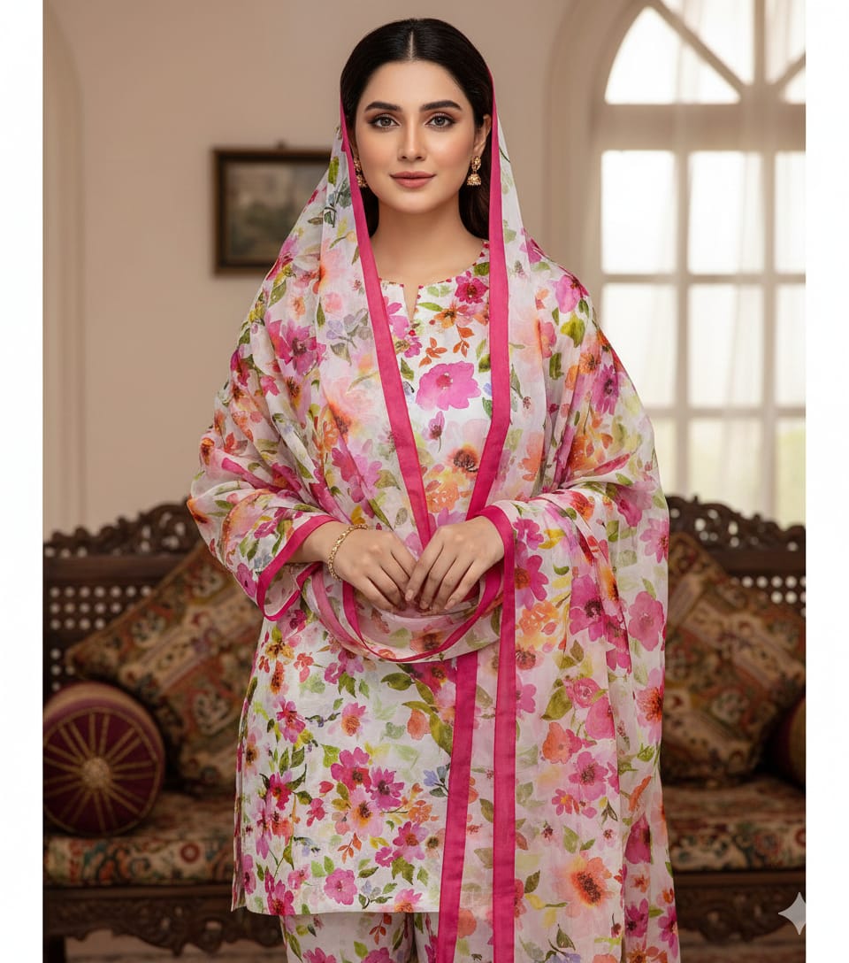New Arrival Floral Digital Printed 3-Piece Suit | Swiss Lawn | Premium Quality D-1097