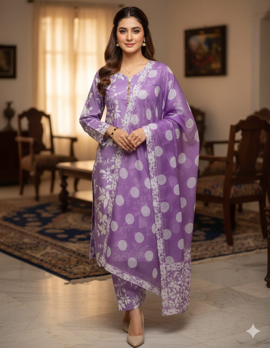 New Arrival Floral Digital Printed 3-Piece Suit | Swiss Lawn | Premium Quality D-1098
