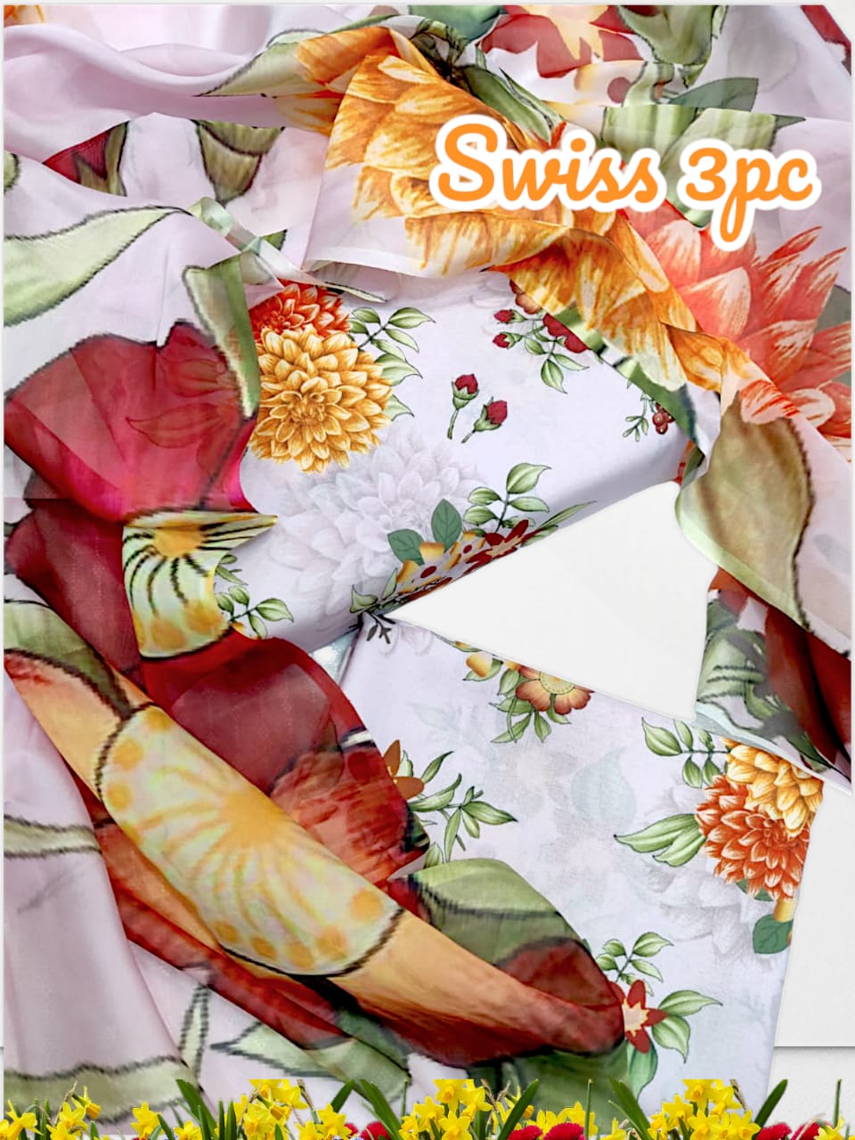 New Arrival Floral Digital Printed 3-Piece Suit | Swiss Lawn | Premium Quality D-1100