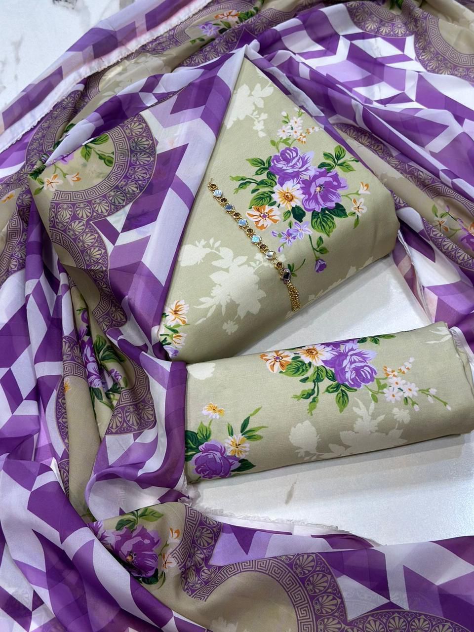 New Arrival Floral Digital Printed 3-Piece Suit | Swiss Lawn | Premium Quality D-1101