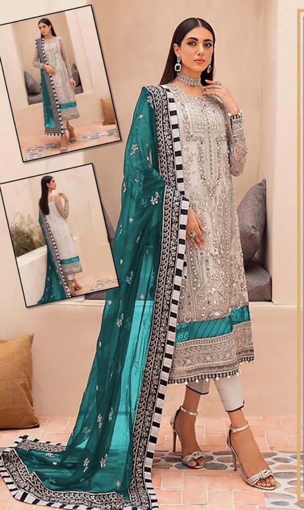 Gulaal Iconic Wedding Collection D-1080 | Premium Organza Embroidered Handwork 3-Piece Suit D-1137