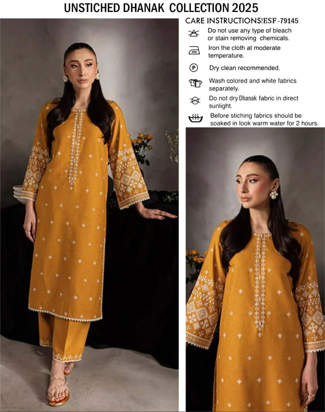 Winter Dhanak Fabric Embroidered | Unstitch 2-Piece Suit | Shirt & Trouser D-1111