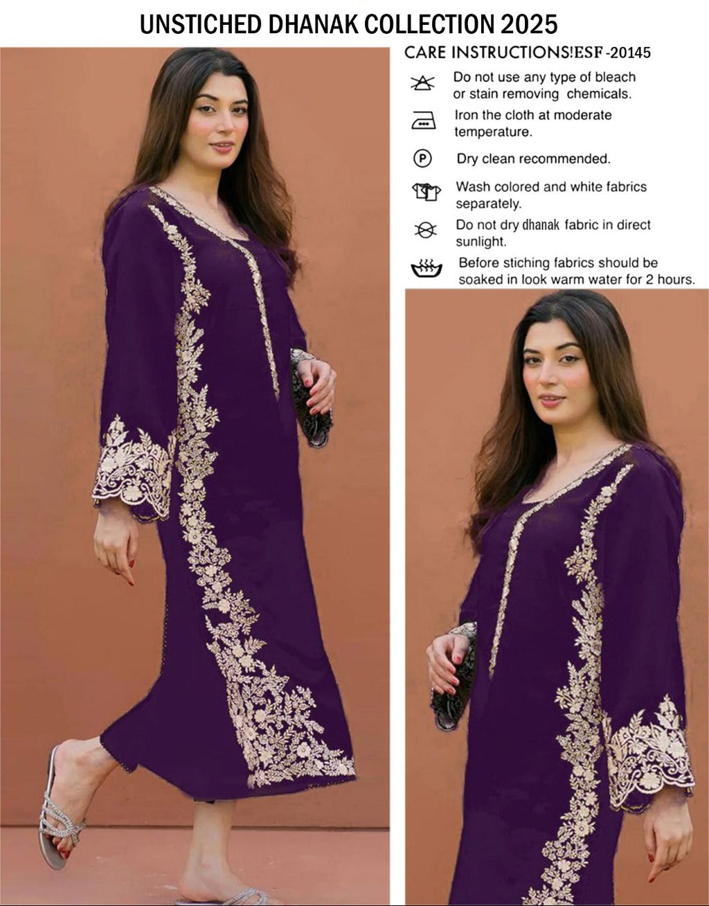 Winter Dhanak Fabric Embroidered | Unstitch 2-Piece Suit | Shirt & Trouser D-1121