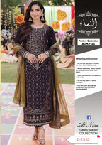 Asim Jofa AJMJ-11 Embroidered Chiffon 3-Piece Suit | Alnisa Embroidery Collection | Premium Sequence Work D-1136