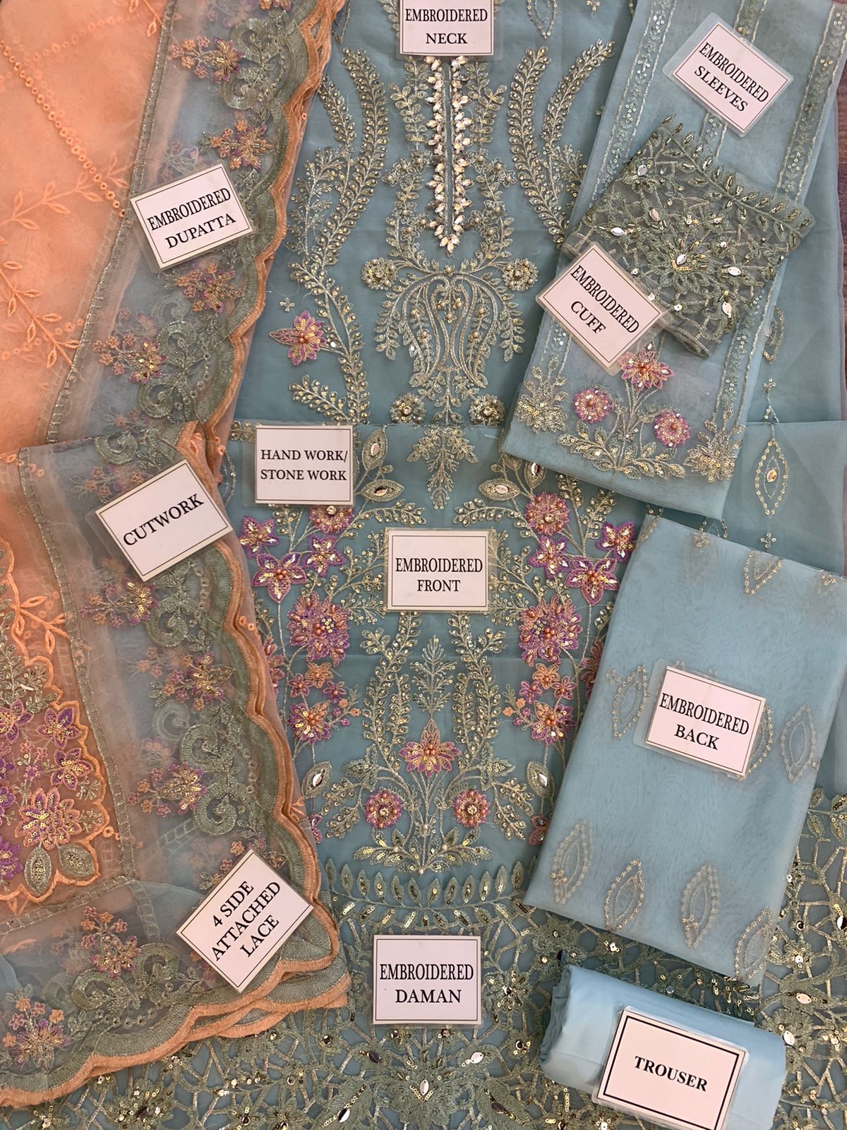 Maria B Luxury Wedding Edition | Heavy Embroidered Organza 3-Piece Suit | Premium Bridal & Festive Wear D-1138