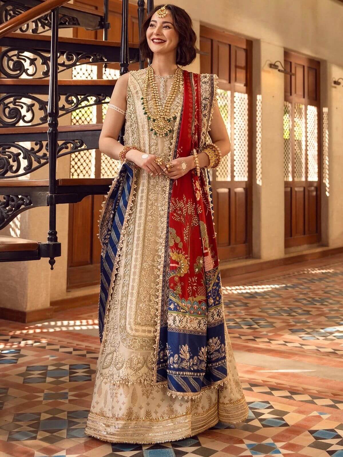 CRIMSON Luxury Organza Unstitched Replica – Heavy Embroidered Front With Sequence & Handwork | Silk Dupatta | Satin Silk Trouser S