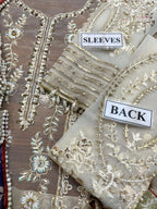 CRIMSON Luxury Organza Unstitched Replica – Heavy Embroidered Front With Sequence & Handwork | Silk Dupatta | Satin Silk Trouser S