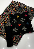 Eid collection - Lawn cotton with khaddi net dupatta - Unstitched 3pc D-1572