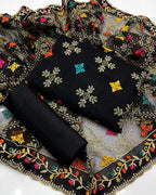 Eid collection - Lawn cotton with khaddi net dupatta - Unstitched 3pc D-1572