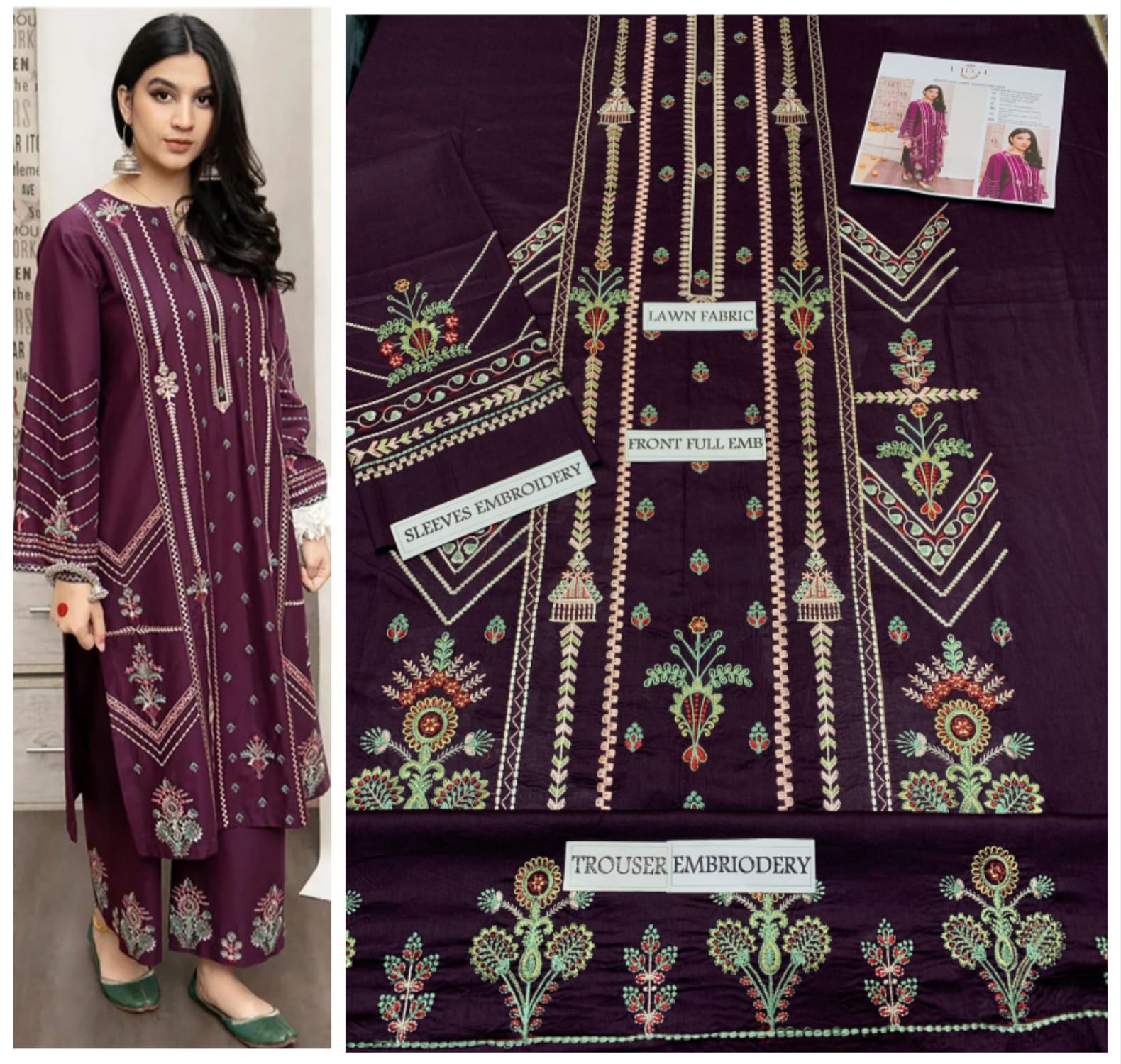 Lawn embroidery 2pc unstitch - d1533