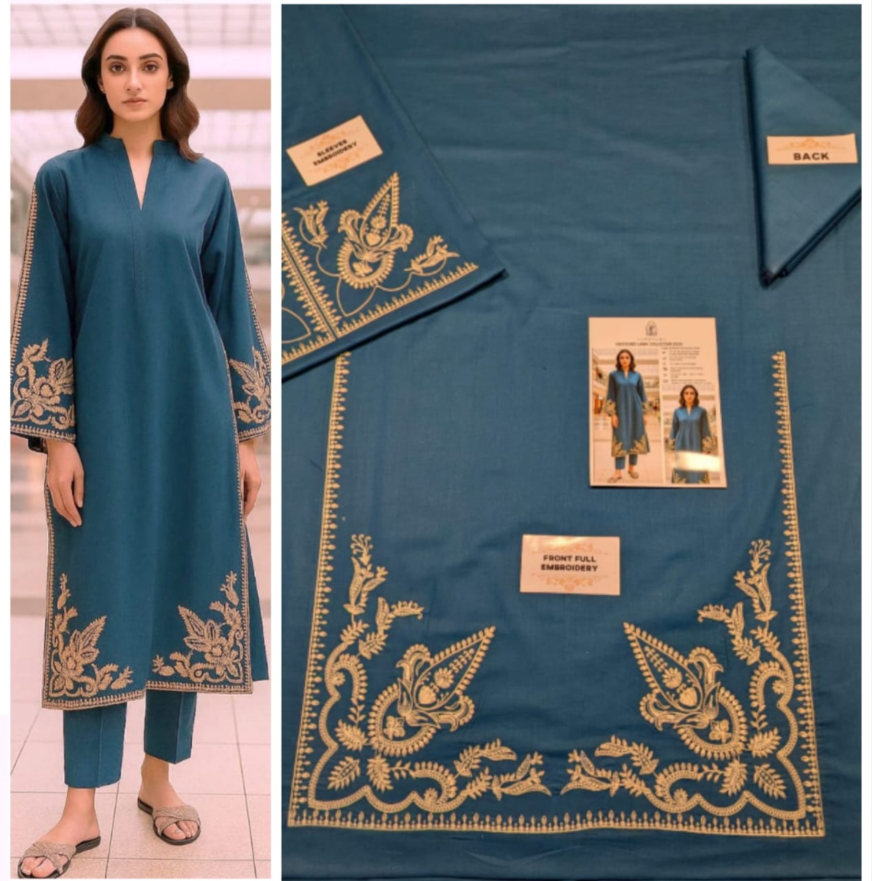 Lawn print 3pc unstitch - d1542