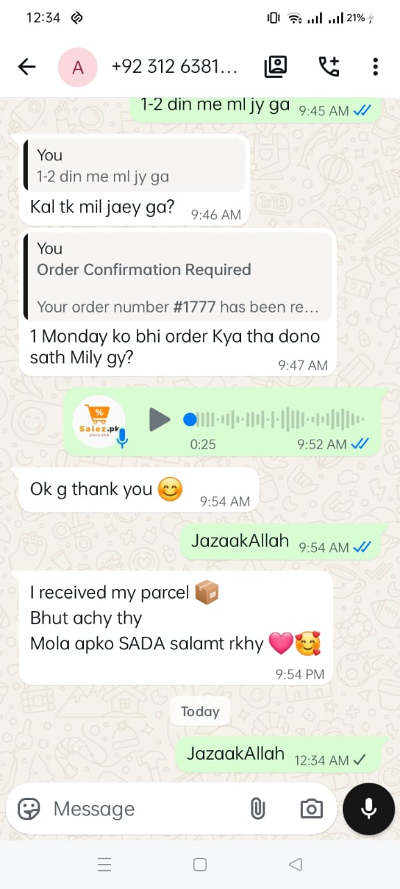 WhatsApp customer review 5