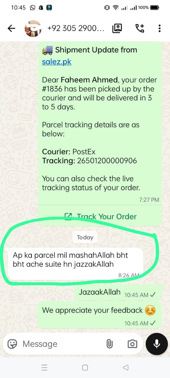 WhatsApp customer review 3