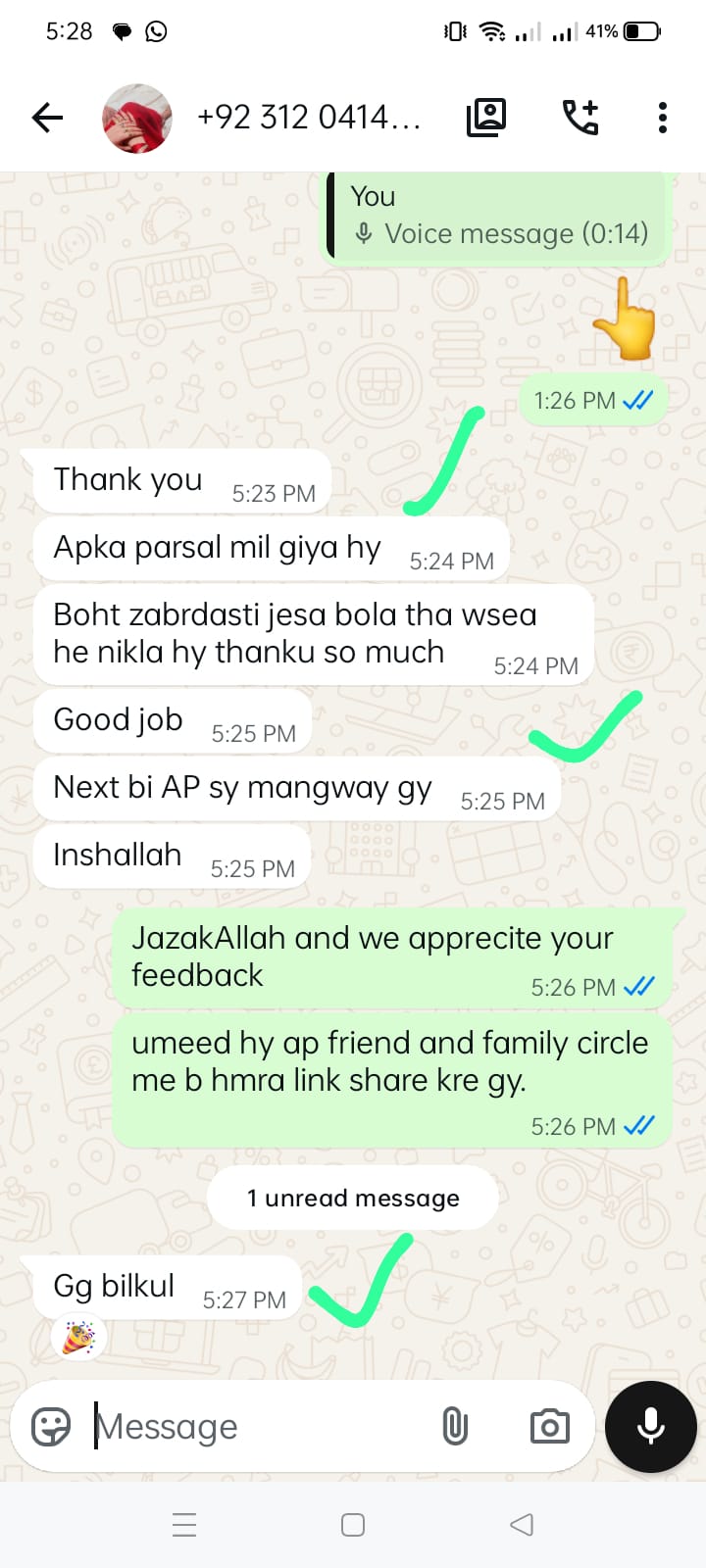 WhatsApp customer review 4