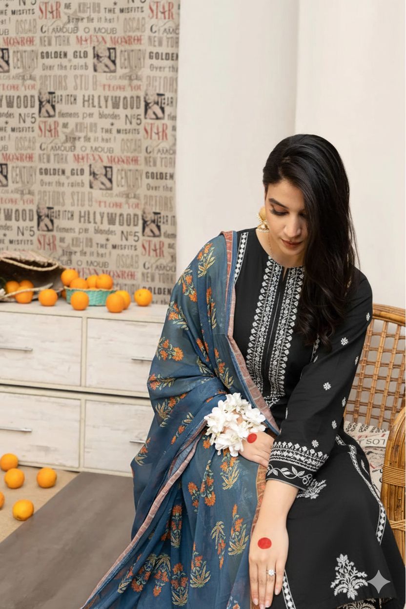 3PC LAWN  EMBROIDERED 1521