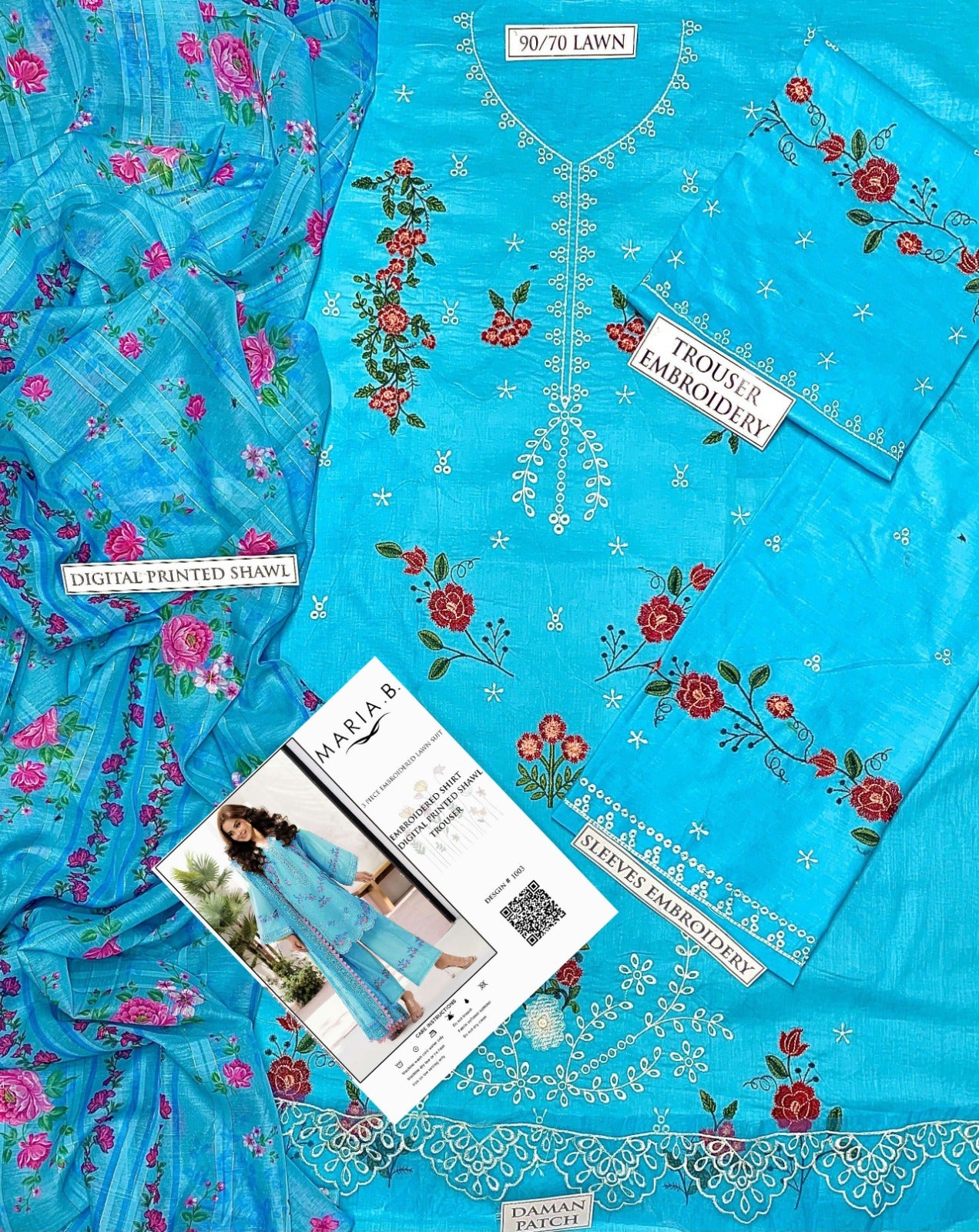 LIBAS  LAWN 3PC EMBROIDERED 1492