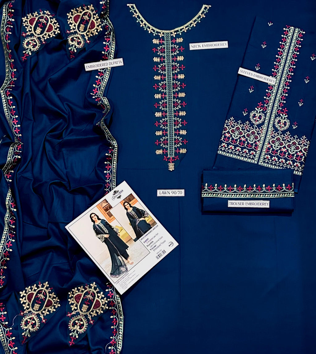 LIBAS  LAWN 3PC EMBROIDERED 1488