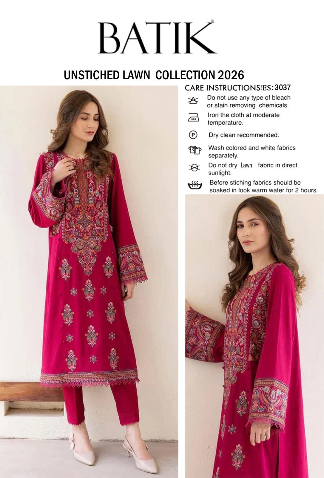 Batik Lawn Embroidered 2pc D 1678