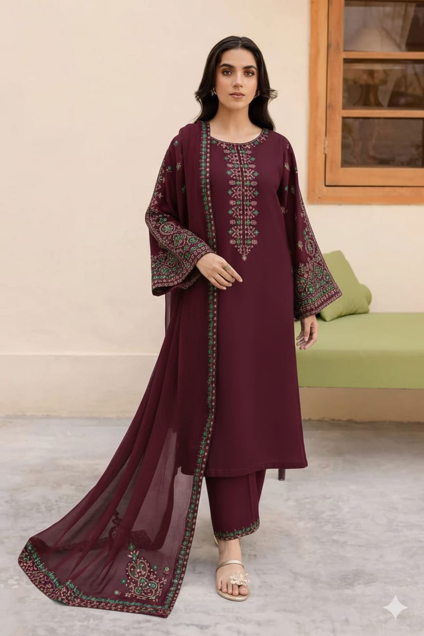 LIBAS  LAWN 3PC EMBROIDERED 1490