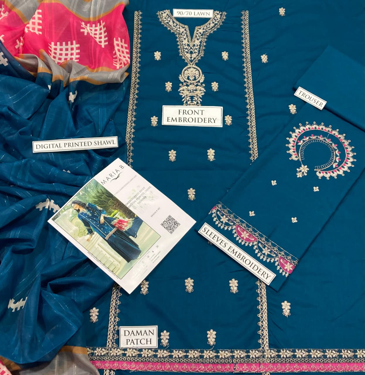 LIBAS  LAWN 3PC EMBROIDERED 1487