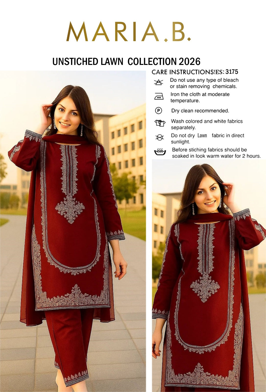 LAWN EMBROIDERED 2pc 1419