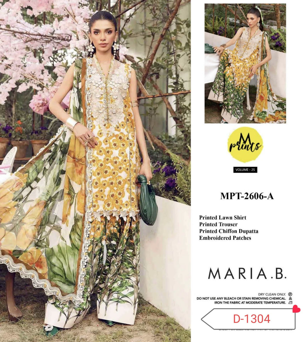 MARIA.B Printed Lawn with Embroidered Patch1667