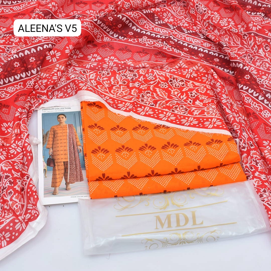 Premium print Lawn Fabric 3pc - Lawn Dupatta d- 6032
