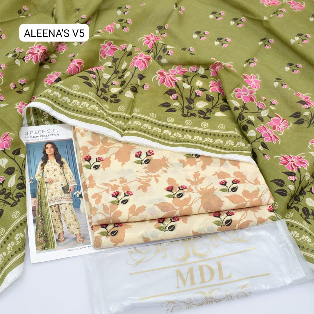 Premium print Lawn Fabric 3pc - Lawn Dupatta d- 6026