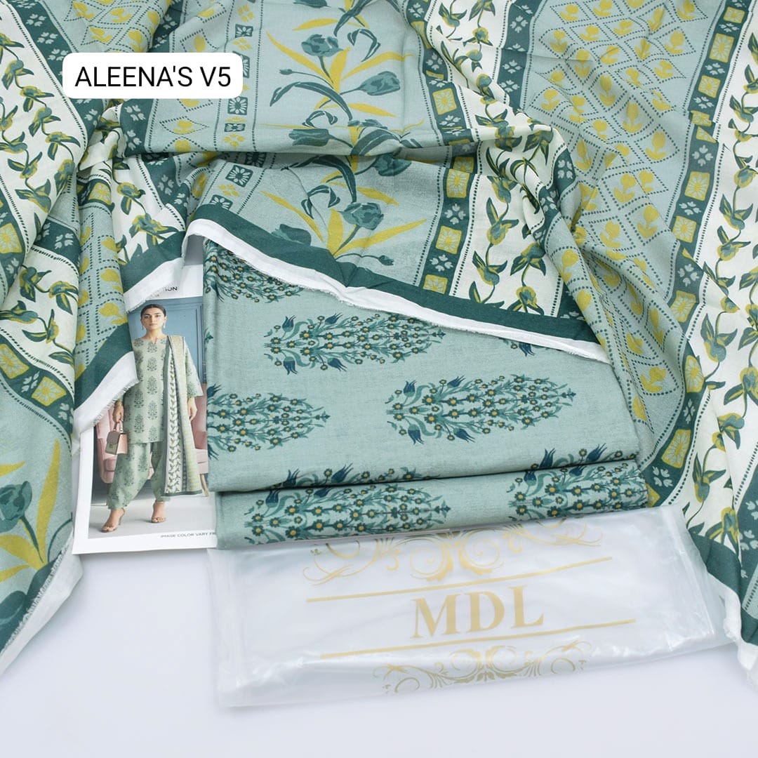 Premium print Lawn Fabric 3pc - Lawn Dupatta d- 6027