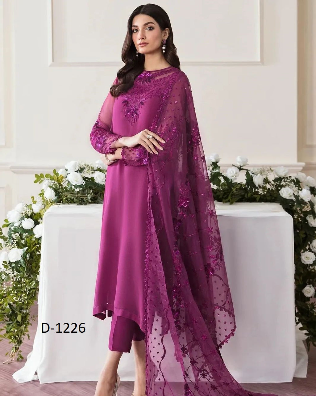 Baroque  Chiffon With Sequence Work D-1740