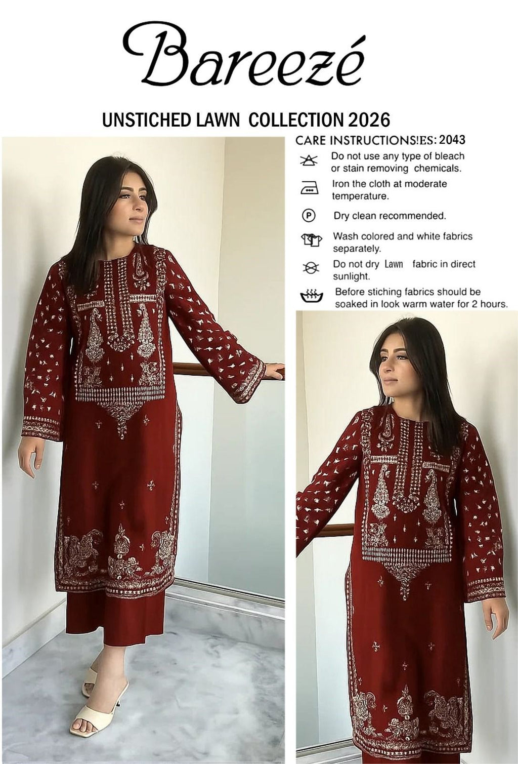 LAWN EMBROIDERED 2pc 1842