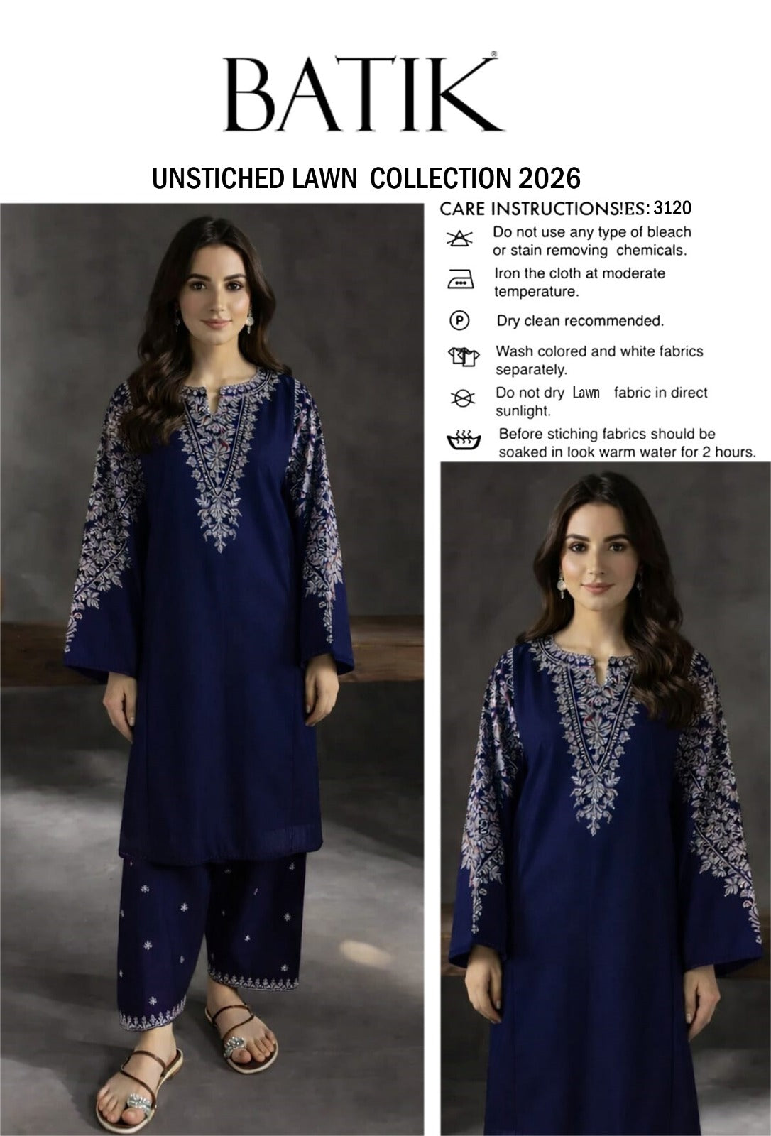 LAWN EMBROIDERED 2pc 1846