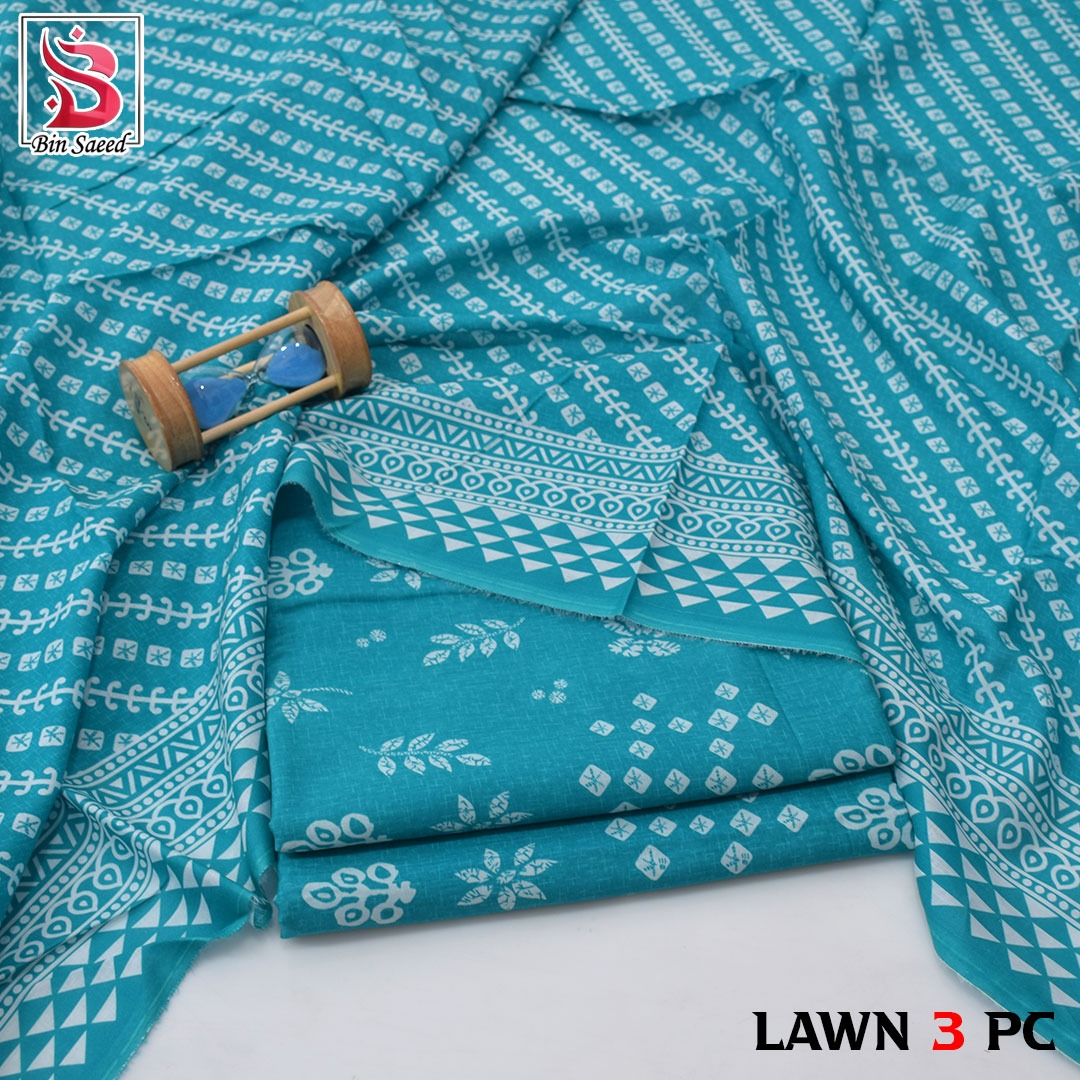 Premium print Lawn Fabric 3pc - Lawn Dupatta d- 6051