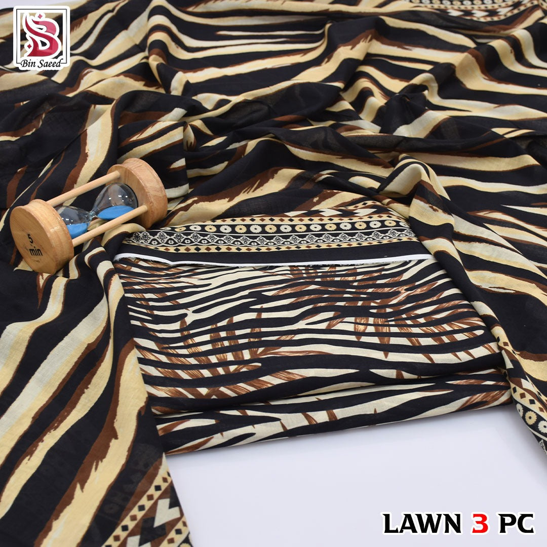 Premium print Lawn Fabric 3pc - Lawn Dupatta d- 6067