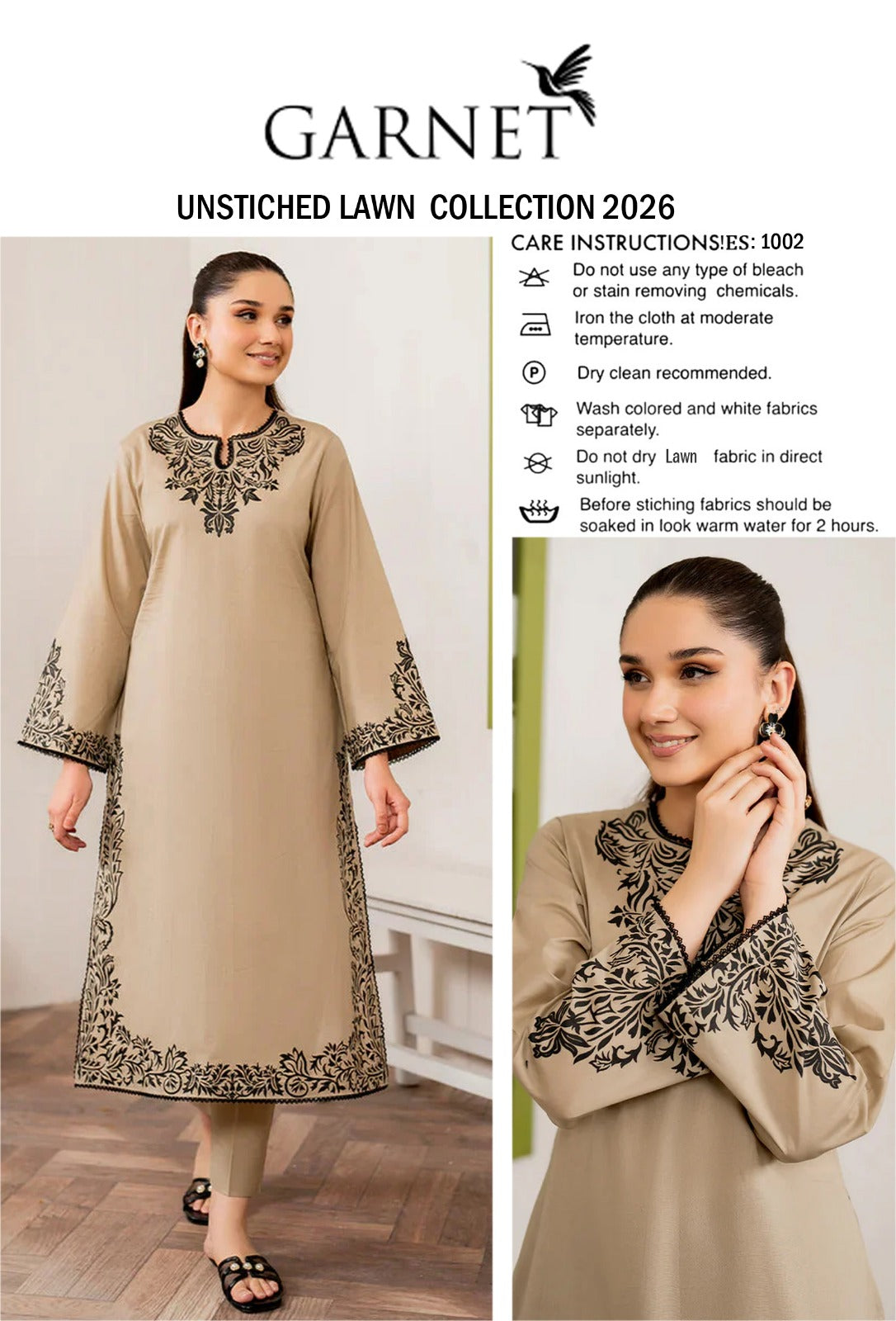 Garnet Lawn Embroidered 2pc D1659