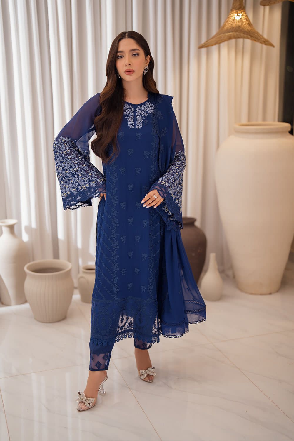 AZURE chiffon collection heavy embroidered D-1756