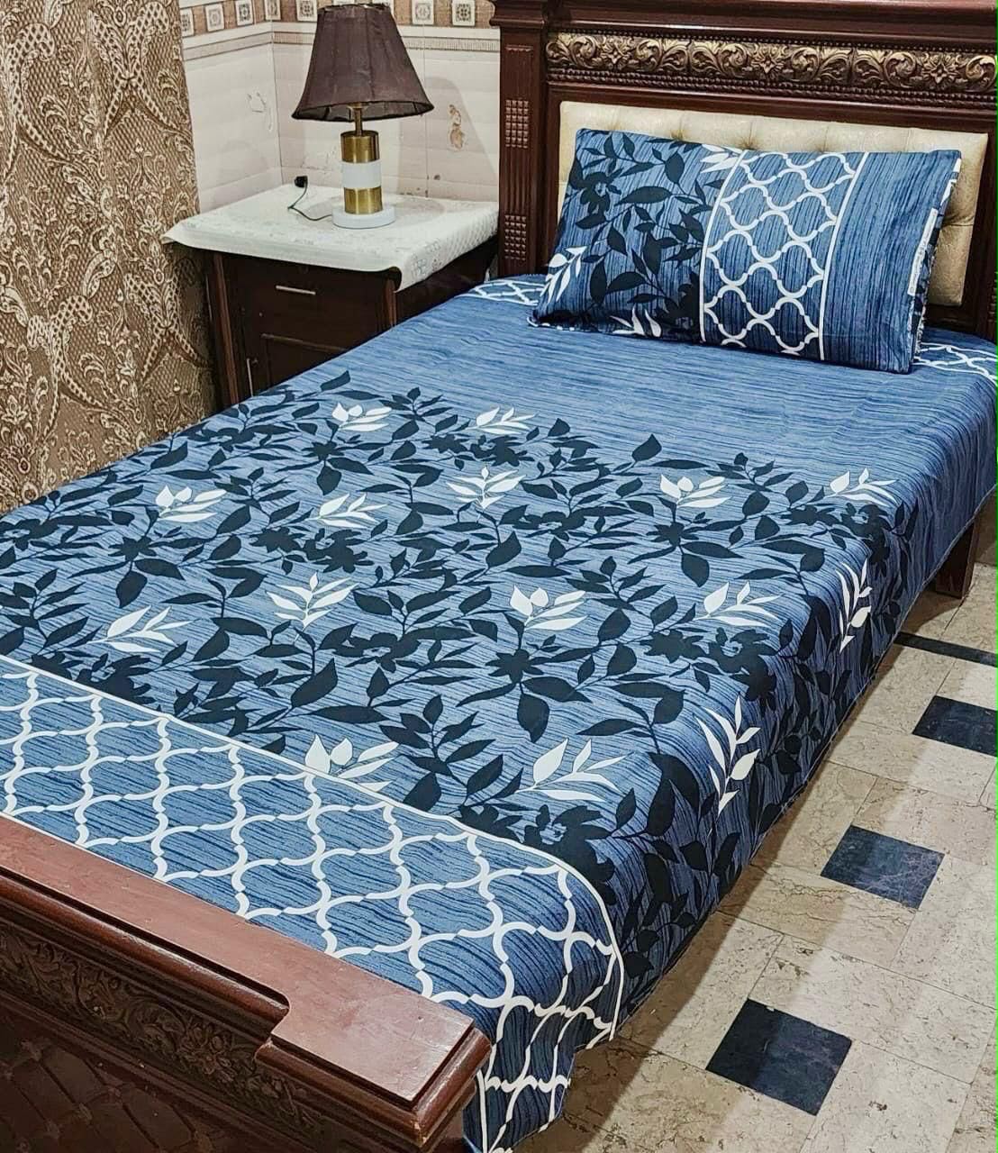 Crystal cotton 2 pair single size bedsheets set bd 7010